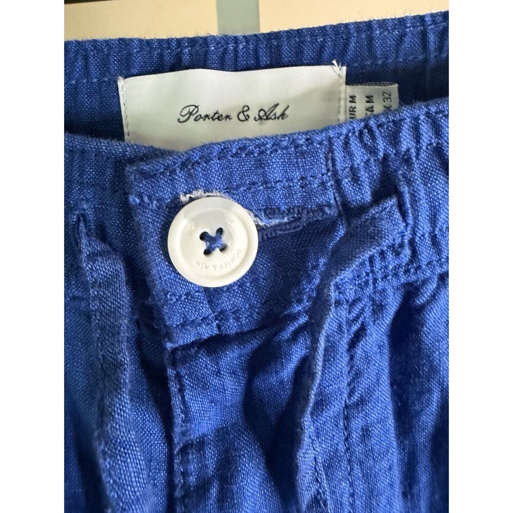 Porter & Ash Royal Blue Linen Blend Drawstring Shorts Mens M/32 Casual Preppy - Picture 3 of 15